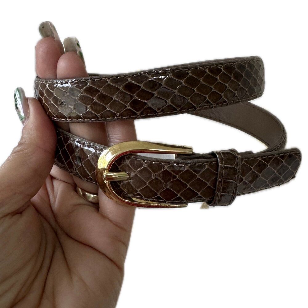 Vintage Unbranded Women's Luxurious Exotic Brown Genuine Snake Skin Belt S